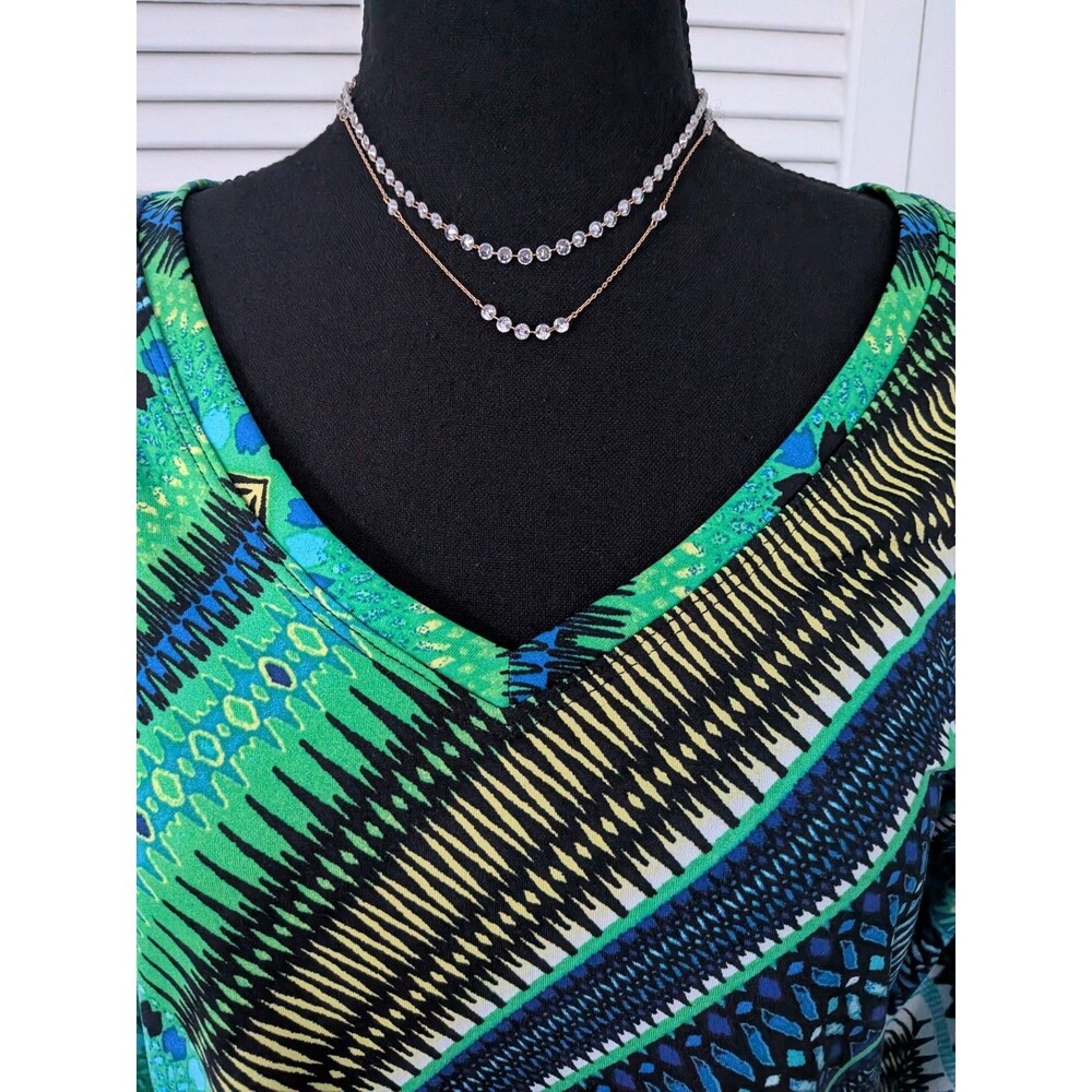 Fashque Studio Top Women's L Blouse Stretch Pullover Abstract Multi Asymmetrical - Picture 2 of 11